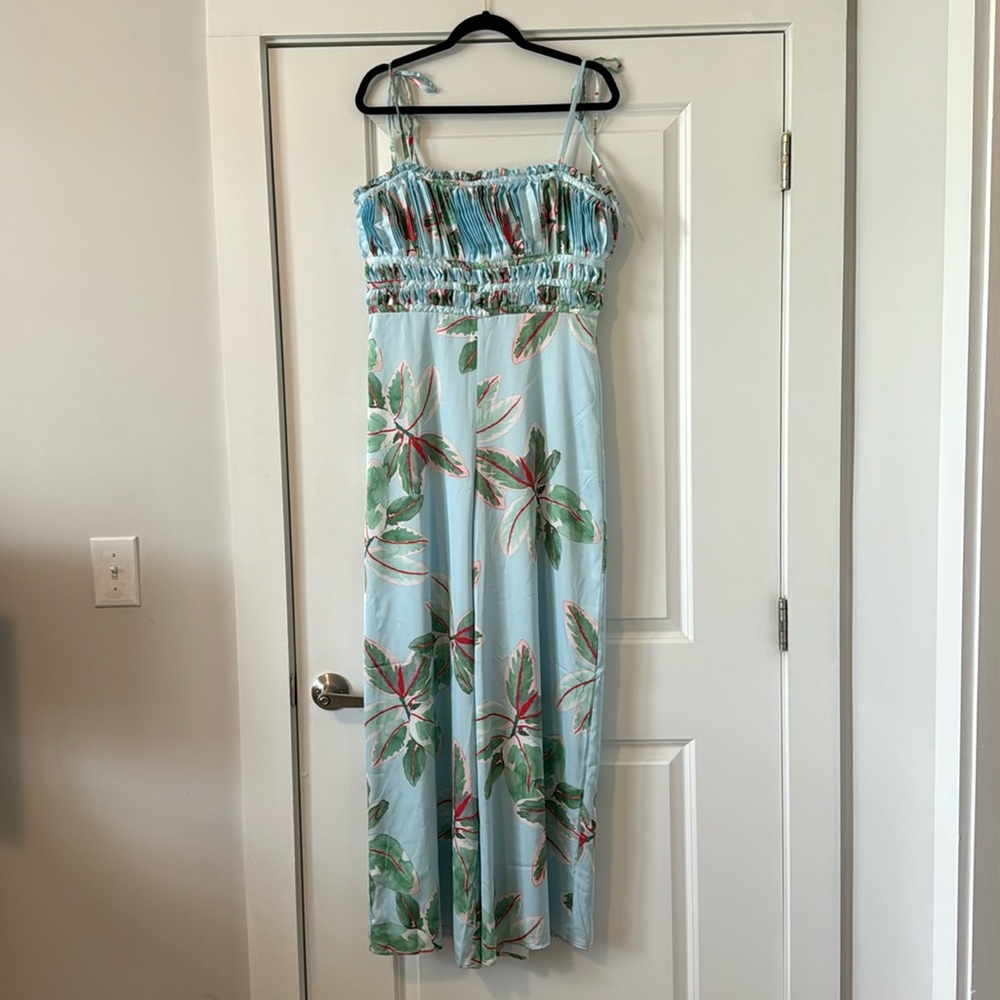 Hutch Rouched Jumpsuit - Blue Floral